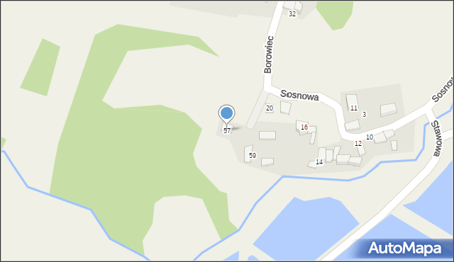 Nędza, Borowiec, 57, mapa Nędza