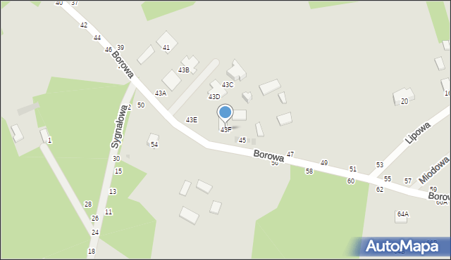 Nowa Dęba, Borowa, 43F, mapa Nowa Dęba