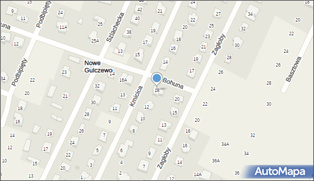 Nowe Gulczewo, Bohuna, 18, mapa Nowe Gulczewo