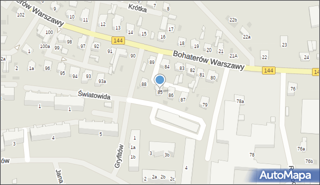 Nowogard, Bohaterów Warszawy, 85, mapa Nowogard