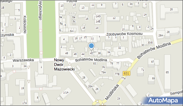 Nowy Dwór Mazowiecki, Bohaterów Modlina, 42, mapa Nowy Dwór Mazowiecki
