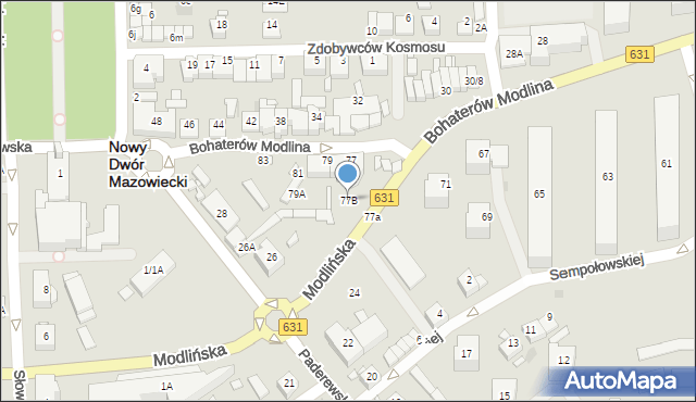 Nowy Dwór Mazowiecki, Bohaterów Modlina, 77B, mapa Nowy Dwór Mazowiecki