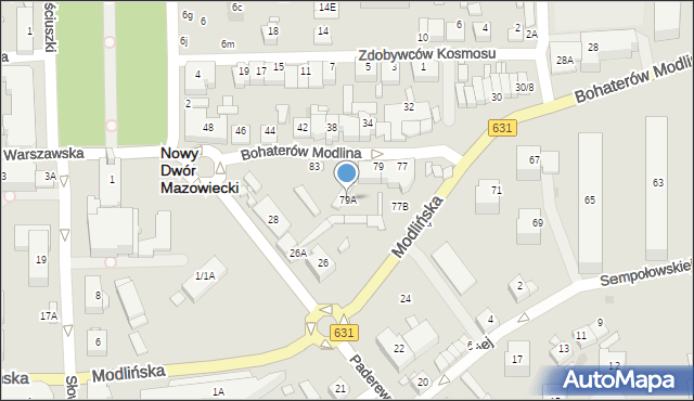 Nowy Dwór Mazowiecki, Bohaterów Modlina, 79A, mapa Nowy Dwór Mazowiecki