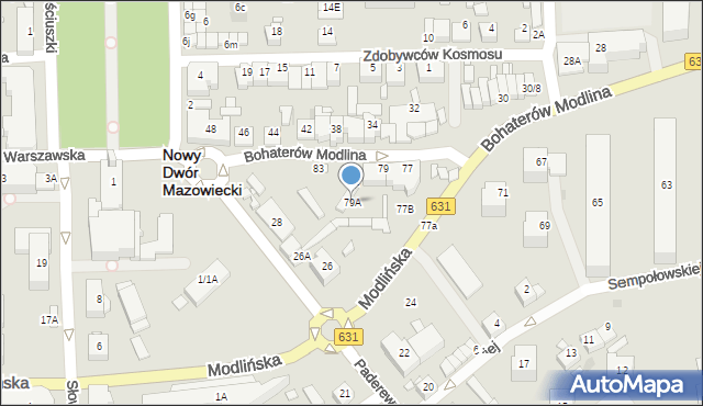 Nowy Dwór Mazowiecki, Bohaterów Modlina, 79A, mapa Nowy Dwór Mazowiecki