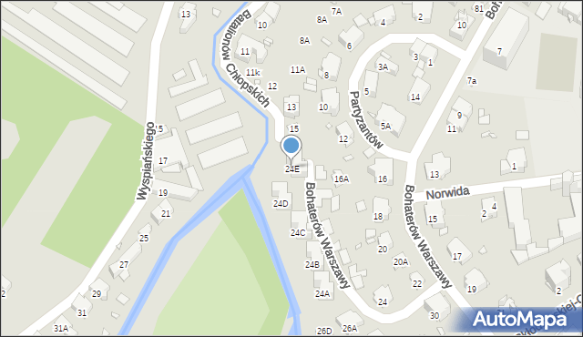 Nysa, Bohaterów Warszawy, 24E, mapa Nysy