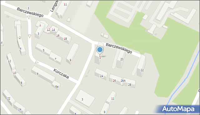 Olsztyn, Borkowskiego Tadeusza, ks., 1, mapa Olsztyna