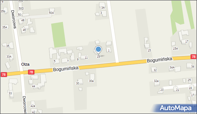 Olza, Bogumińska, 13, mapa Olza