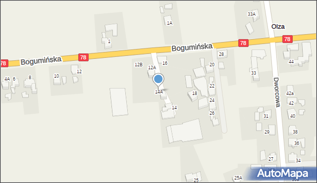 Olza, Bogumińska, 14A, mapa Olza