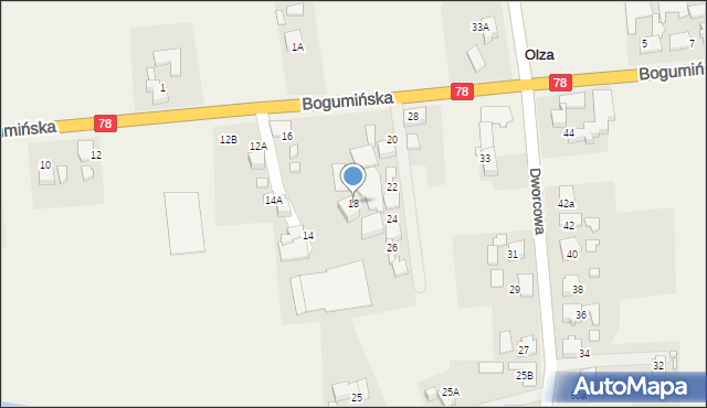 Olza, Bogumińska, 18, mapa Olza