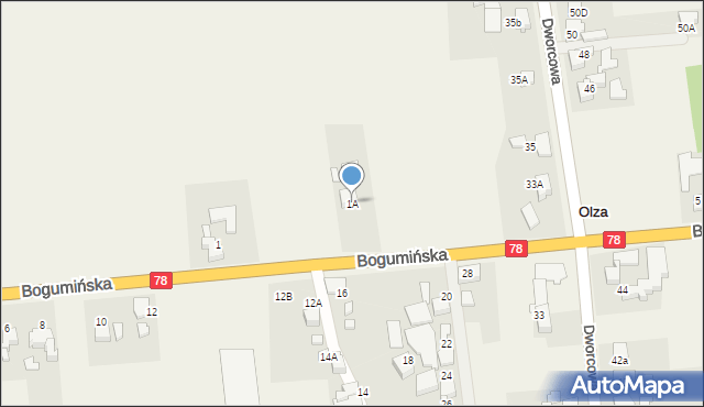 Olza, Bogumińska, 1A, mapa Olza