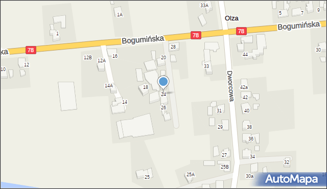 Olza, Bogumińska, 24, mapa Olza