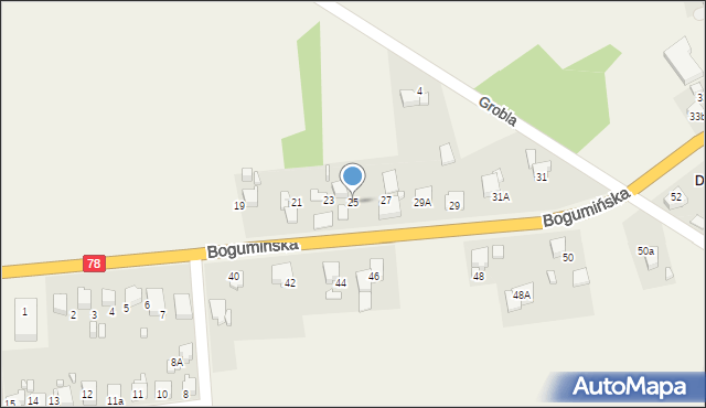 Olza, Bogumińska, 25, mapa Olza