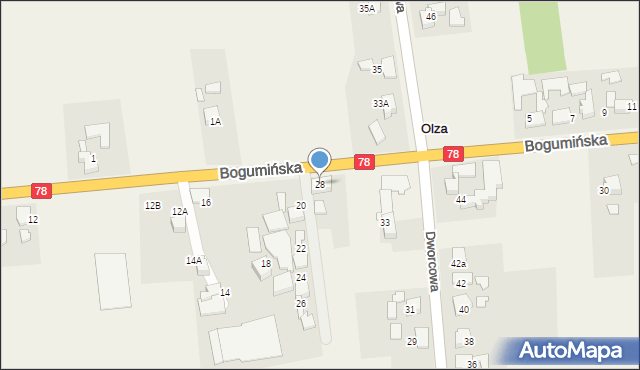 Olza, Bogumińska, 28, mapa Olza