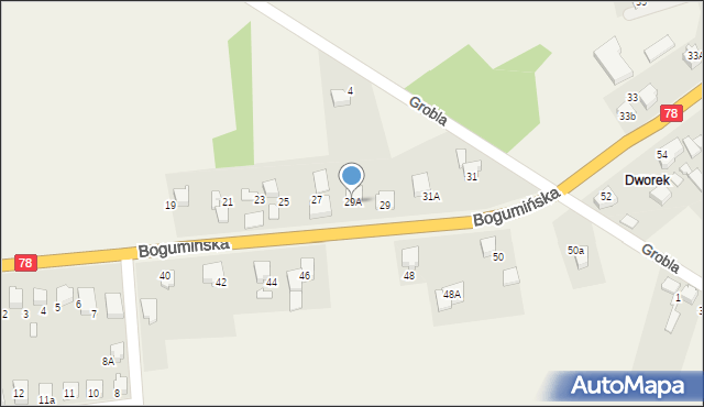 Olza, Bogumińska, 29A, mapa Olza