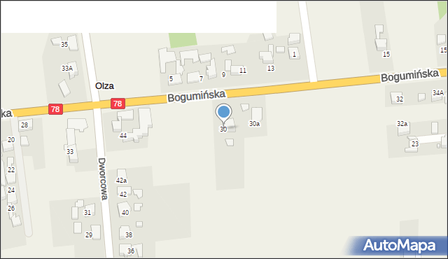 Olza, Bogumińska, 30, mapa Olza