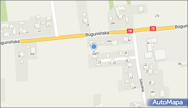 Olza, Bogumińska, 32a, mapa Olza