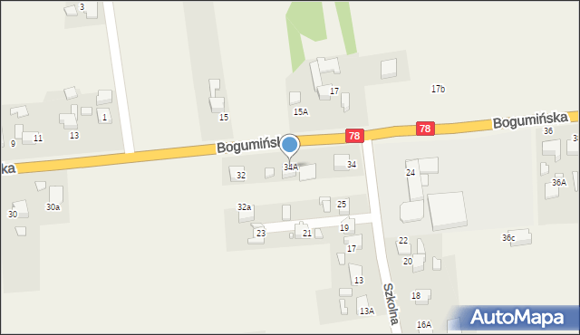 Olza, Bogumińska, 34A, mapa Olza