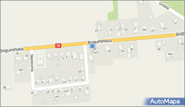 Olza, Bogumińska, 40a, mapa Olza