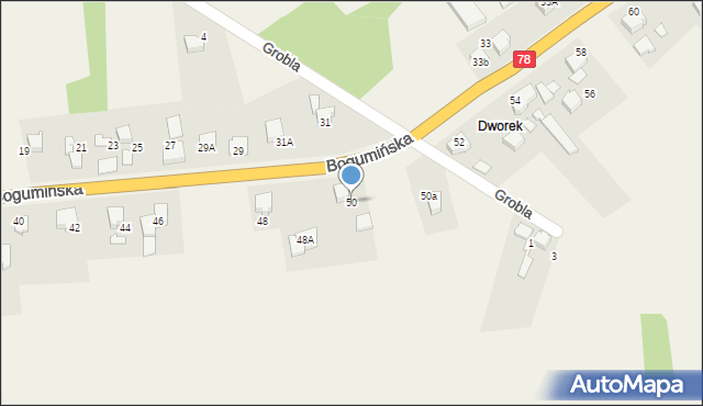 Olza, Bogumińska, 50, mapa Olza