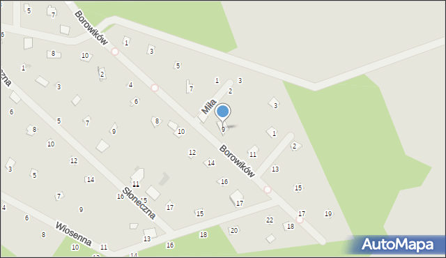 Osieck, Borowików, 9, mapa Osieck