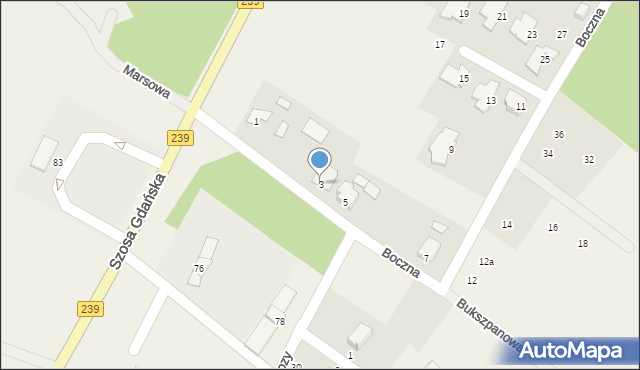 Osielsko, Boczna, 3, mapa Osielsko