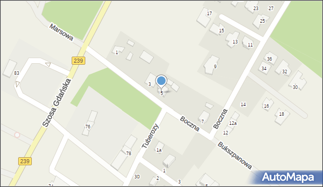 Osielsko, Boczna, 5, mapa Osielsko