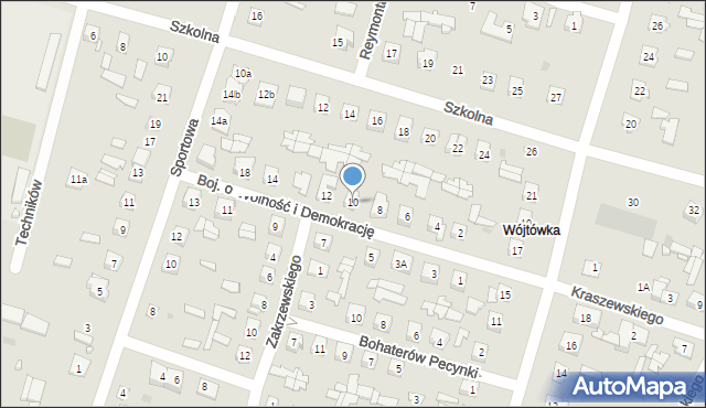 Ostrów Mazowiecka, Bojowników o Wolność i Demokrację, 10, mapa Ostrów Mazowiecka