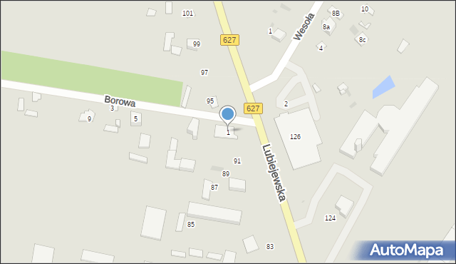 Ostrów Mazowiecka, Borowa, 1, mapa Ostrów Mazowiecka