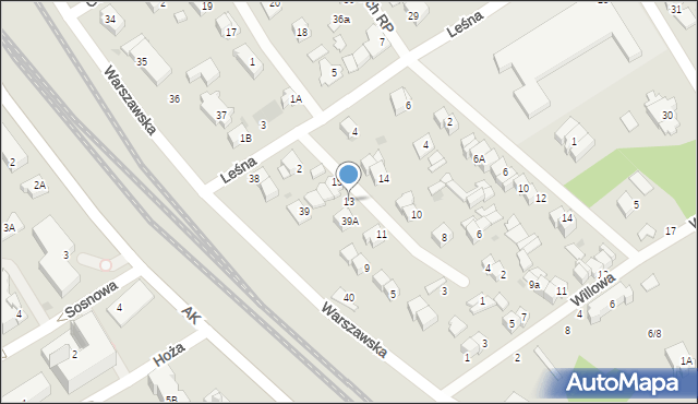 Otwock, Boczna, 13, mapa Otwock