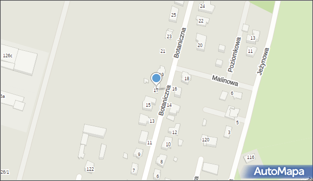 Pajęczno, Botaniczna, 17, mapa Pajęczno