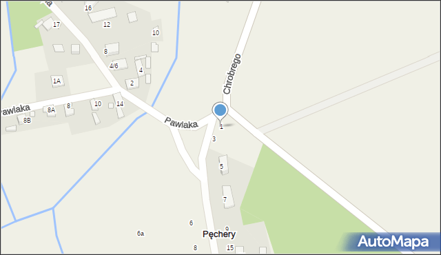 Pęchery, Boczna, 1, mapa Pęchery