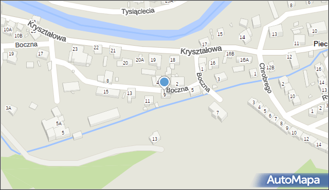 Piechowice, Boczna, 9, mapa Piechowice