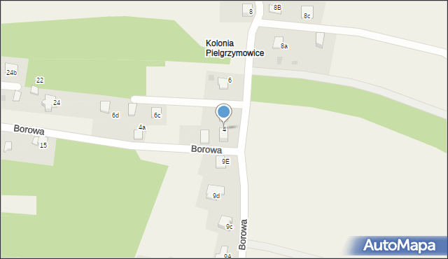 Pielgrzymowice, Borowa, 4, mapa Pielgrzymowice