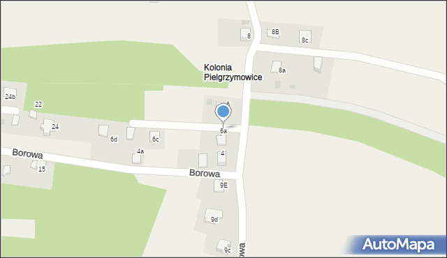 Pielgrzymowice, Borowa, 6a, mapa Pielgrzymowice