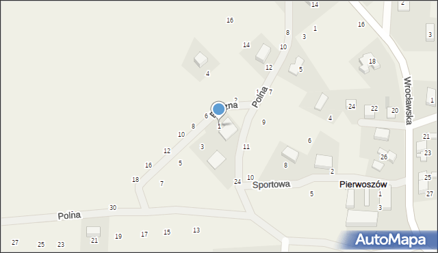 Pierwoszów, Boczna, 1, mapa Pierwoszów