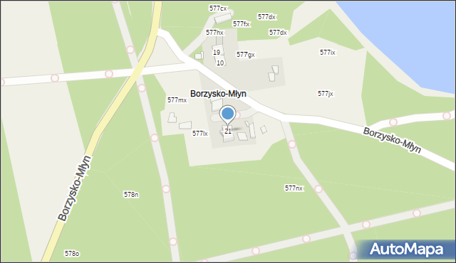 Piłka, Borzysko-Młyn, 21, mapa Piłka