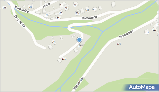 Piwniczna-Zdrój, Borownice, 15, mapa Piwniczna-Zdrój