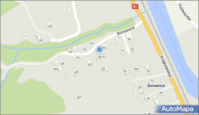 Piwniczna-Zdrój, Borownice, 63, mapa Piwniczna-Zdrój