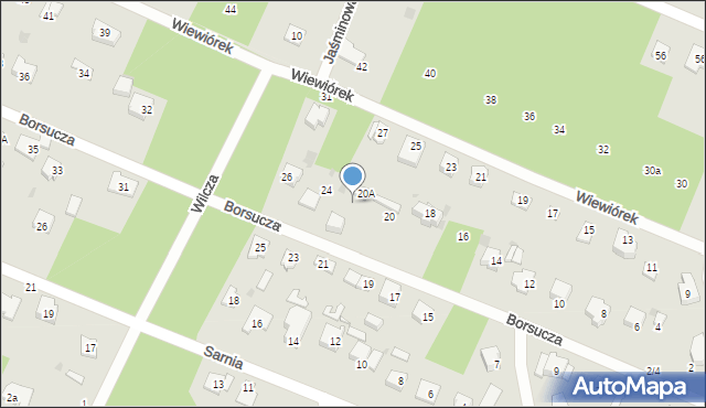 Podkowa Leśna, Borsucza, 22, mapa Podkowa Leśna