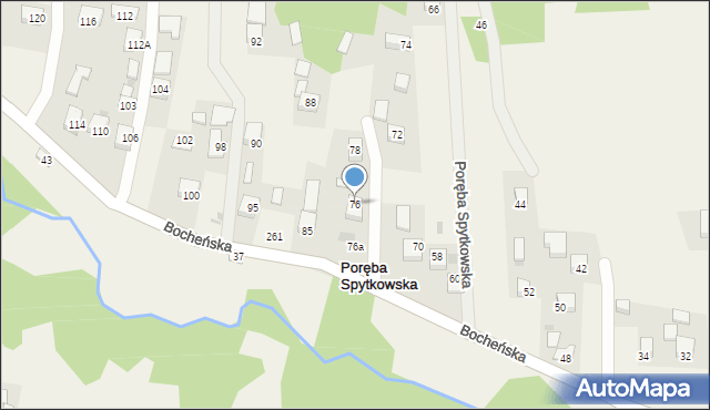 Poręba Spytkowska, Bocheńska, 76, mapa Poręba Spytkowska