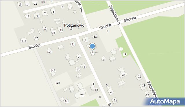 Potrzanowo, Borówiec, 1, mapa Potrzanowo