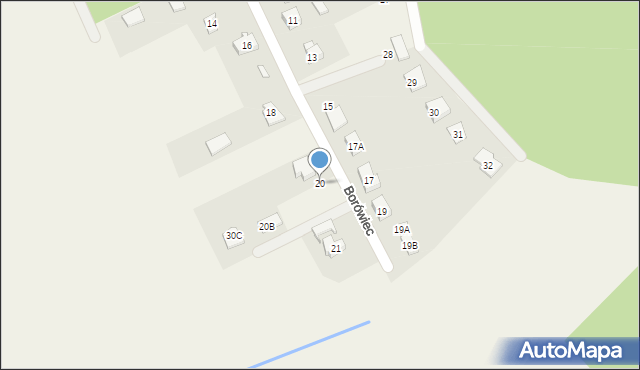 Potrzanowo, Borówiec, 20, mapa Potrzanowo