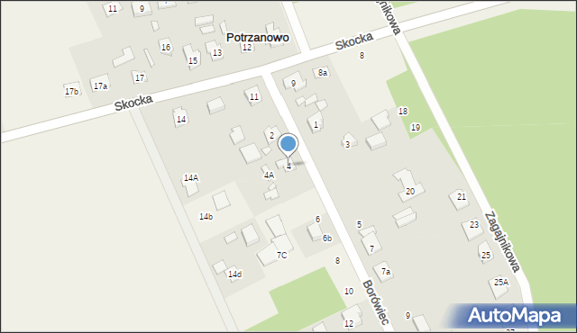 Potrzanowo, Borówiec, 4, mapa Potrzanowo