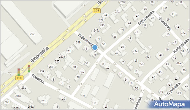 Poznań, Bojanowska, 6, mapa Poznania