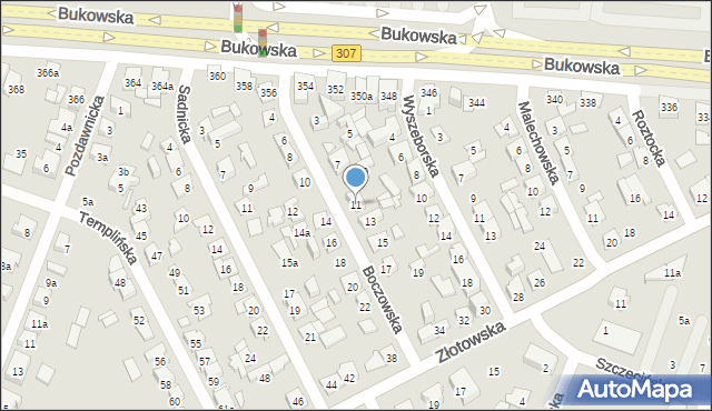 Poznań, Boczowska, 11, mapa Poznania