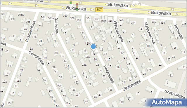 Poznań, Boczowska, 14, mapa Poznania