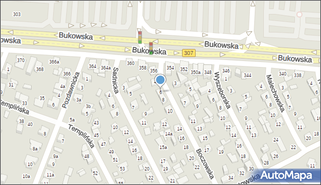 Poznań, Boczowska, 6, mapa Poznania