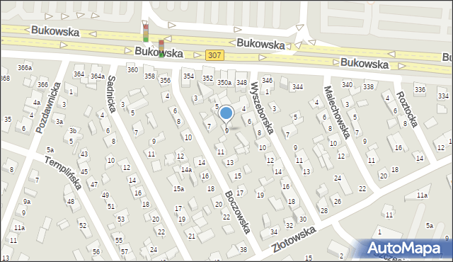 Poznań, Boczowska, 9, mapa Poznania