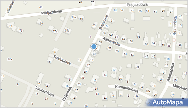 Poznań, Bojerowa, 13, mapa Poznania