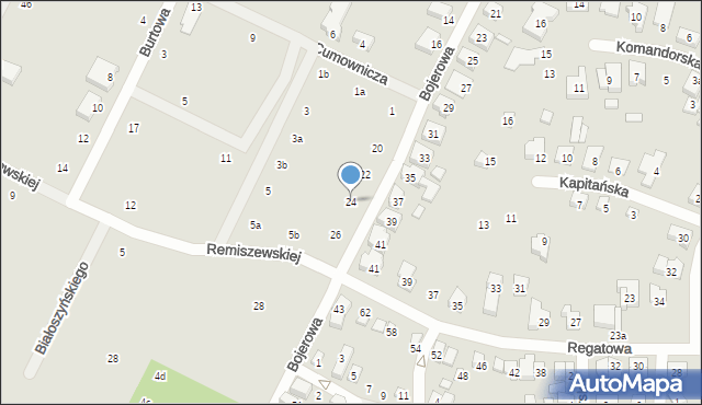 Poznań, Bojerowa, 24, mapa Poznania